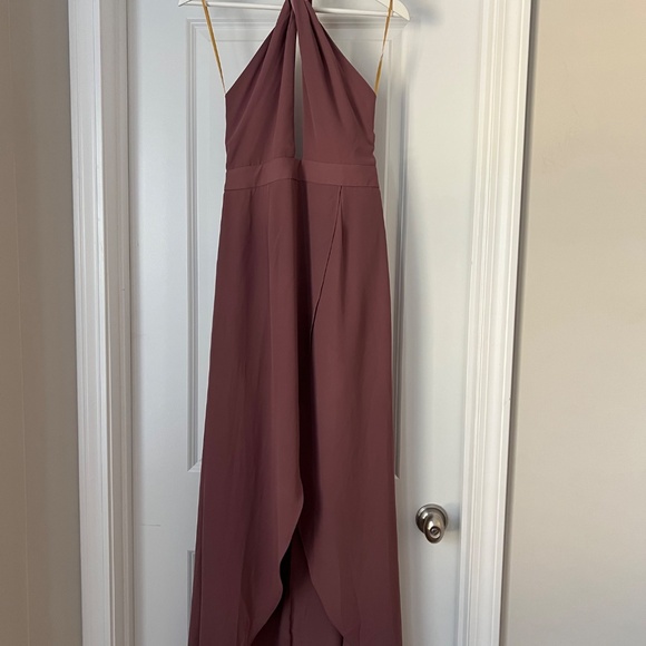 Mauve Halterneck Keyhole Maxi Wrap Dress - Picture 4 of 6